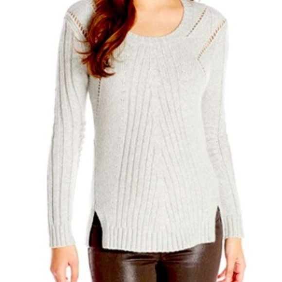🤍 SAM EDELMAN | Dove Pointelle Knit Mix Sweater - Picture 2 of 9